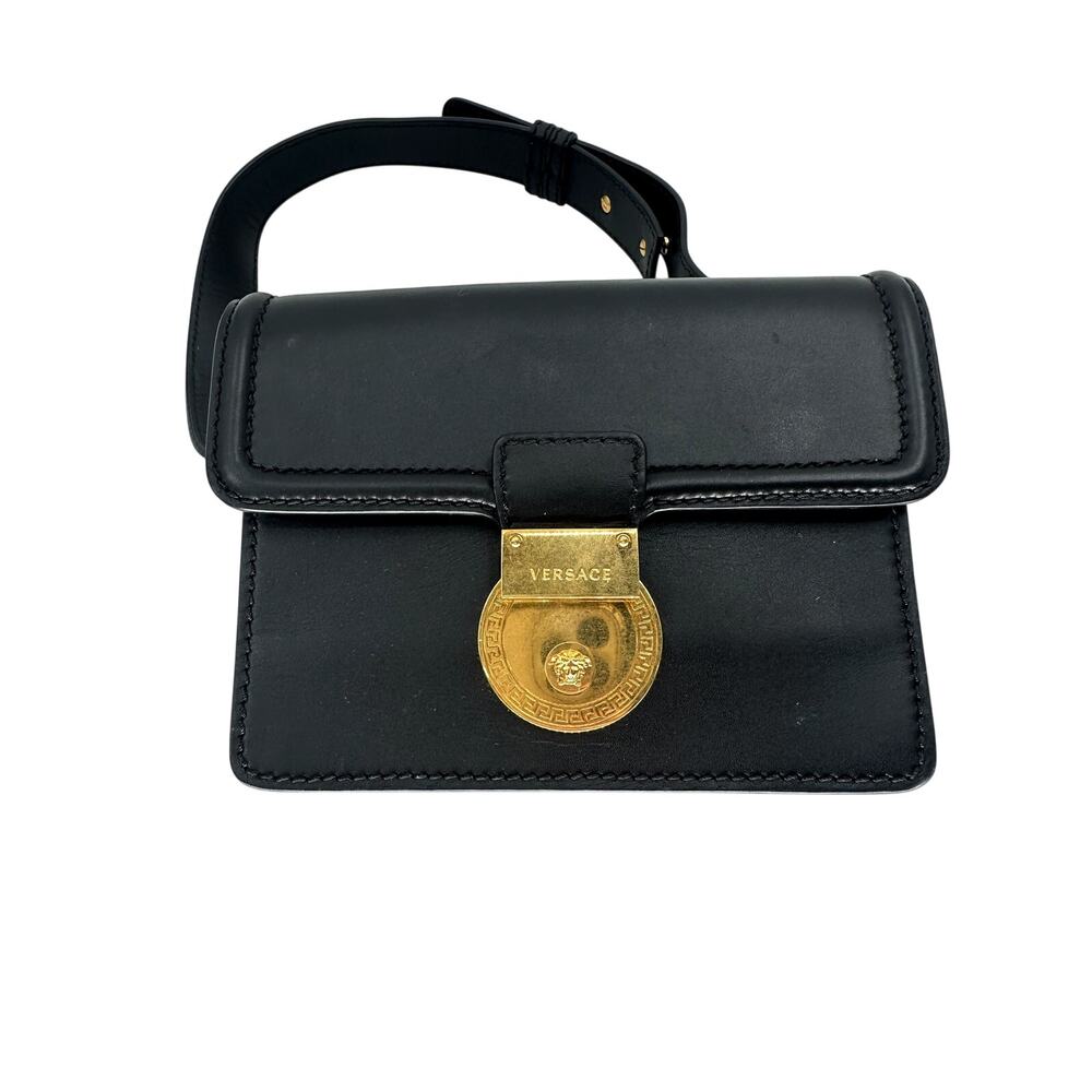 Versace V-Adiona Tribute Medusa Calfskin Leather Belt Bag Black Women's OS